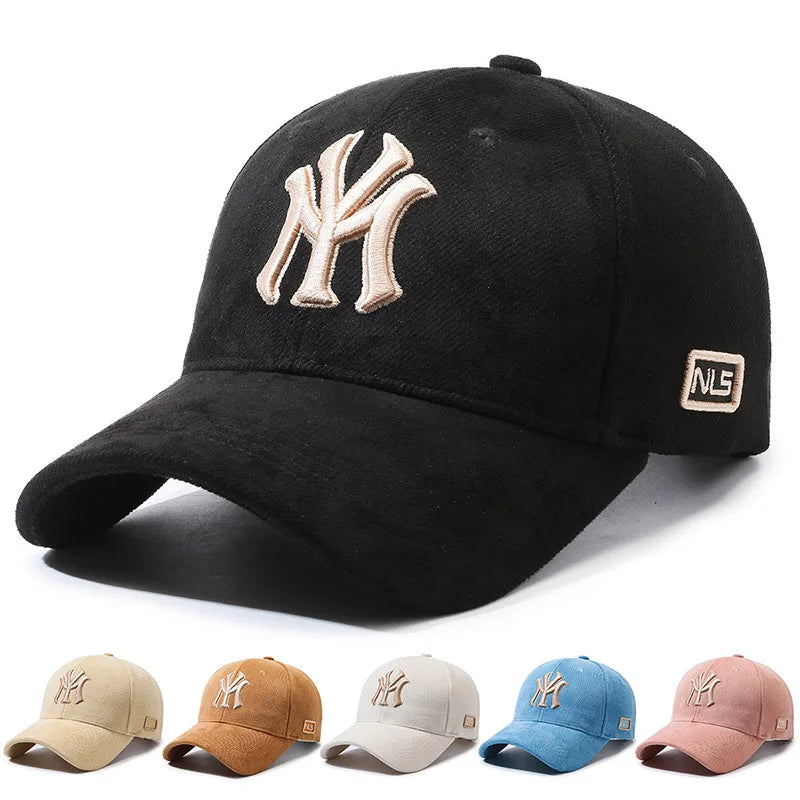 Modische Baseballkappe mit gestickten Buchstaben für Männer und Frauen, verstellbarer Unisex-Paar-passender Sonnenhut, trendige lässige Duck Bill Cap
