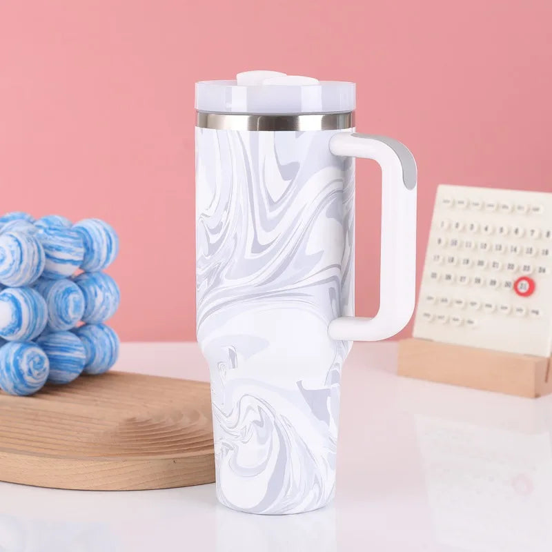 40oz Edelstahl Isolierter Auto-Reisebecher für Kalte und Heiße Getränke Vakuum-Thermoskanne Isolierter Trinkbecher mit Deckeln und Strohhalmen